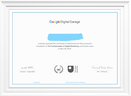 Google Digital Marketing Certificate