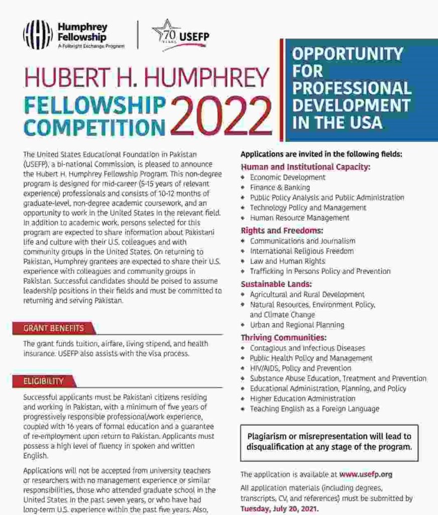 Hubert H. Humphrey Fellowship 2022 Advertisement