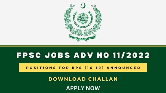 FPSC Jobs Advertisement No 11/2022