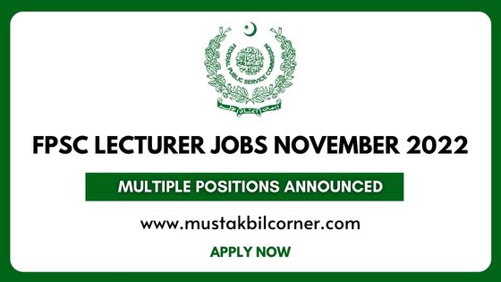 FPSC lecturer Jobs 2022